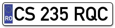 Placuta inmatriculare numar auto  CS-235-RQC, CS 235 RQC, CS235RQC