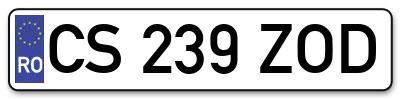 Placuta inmatriculare numar auto  CS-239-ZOD, CS 239 ZOD, CS239ZOD