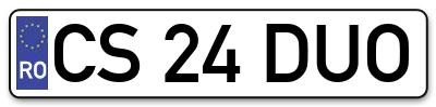 Placuta inmatriculare numar auto  CS-24-DUO, CS 24 DUO, CS24DUO