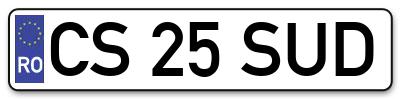 Placuta inmatriculare numar auto  CS-25-SUD, CS 25 SUD, CS25SUD