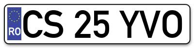 Placuta inmatriculare numar auto  CS-25-YVO, CS 25 YVO, CS25YVO