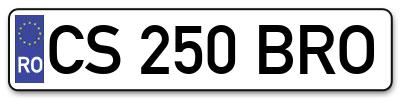 Placuta inmatriculare numar auto  CS-250-BRO, CS 250 BRO, CS250BRO