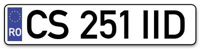Placuta inmatriculare numar auto  CS-251-IID, CS 251 IID, CS251IID