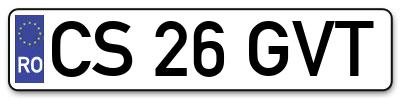 Placuta inmatriculare numar auto  CS-26-GVT, CS 26 GVT, CS26GVT