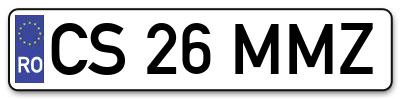 Placuta inmatriculare numar auto  CS-26-MMZ, CS 26 MMZ, CS26MMZ