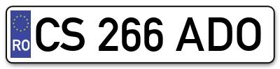 Placuta inmatriculare numar auto  CS-266-ADO, CS 266 ADO, CS266ADO
