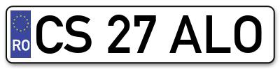 Placuta inmatriculare numar auto  CS-27-ALO, CS 27 ALO, CS27ALO