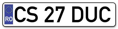 Placuta inmatriculare numar auto  CS-27-DUC, CS 27 DUC, CS27DUC