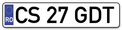 Placuta inmatriculare numar auto  CS-27-GDT, CS 27 GDT, CS27GDT