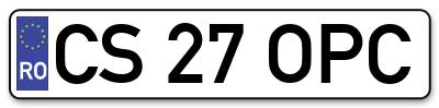 Placuta inmatriculare numar auto  CS-27-OPC, CS 27 OPC, CS27OPC