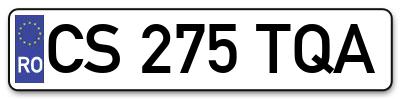 Placuta inmatriculare numar auto  CS-275-TQA, CS 275 TQA, CS275TQA