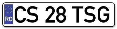 Placuta inmatriculare numar auto  CS-28-TSG, CS 28 TSG, CS28TSG