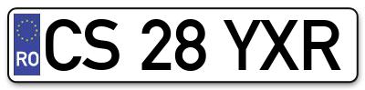 Placuta inmatriculare numar auto  CS-28-YXR, CS 28 YXR, CS28YXR