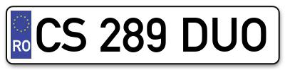 Placuta inmatriculare numar auto  CS-289-DUO, CS 289 DUO, CS289DUO