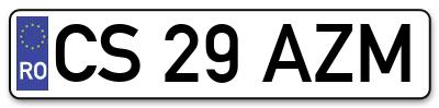 Placuta inmatriculare numar auto  CS-29-AZM, CS 29 AZM, CS29AZM