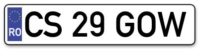 Placuta inmatriculare numar auto  CS-29-GOW, CS 29 GOW, CS29GOW