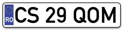 Placuta inmatriculare numar auto  CS-29-QOM, CS 29 QOM, CS29QOM