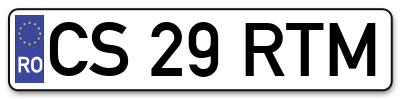 Placuta inmatriculare numar auto  CS-29-RTM, CS 29 RTM, CS29RTM