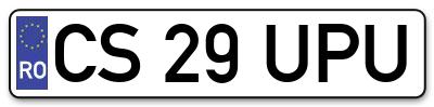 Placuta inmatriculare numar auto  CS-29-UPU, CS 29 UPU, CS29UPU