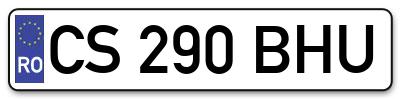 Placuta inmatriculare numar auto  CS-290-BHU, CS 290 BHU, CS290BHU