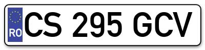 Placuta inmatriculare numar auto  CS-295-GCV, CS 295 GCV, CS295GCV