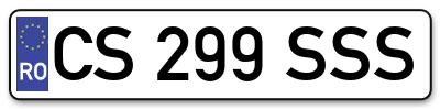 Placuta inmatriculare numar auto  CS-299-SSS, CS 299 SSS, CS299SSS
