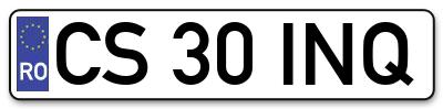 Placuta inmatriculare numar auto  CS-30-INQ, CS 30 INQ, CS30INQ