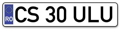 Placuta inmatriculare numar auto  CS-30-ULU, CS 30 ULU, CS30ULU