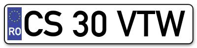 Placuta inmatriculare numar auto  CS-30-VTW, CS 30 VTW, CS30VTW