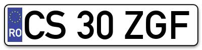 Placuta inmatriculare numar auto  CS-30-ZGF, CS 30 ZGF, CS30ZGF