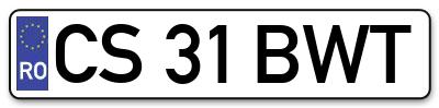 Placuta inmatriculare numar auto  CS-31-BWT, CS 31 BWT, CS31BWT