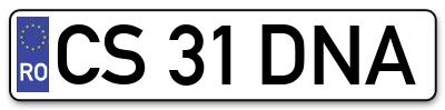Placuta inmatriculare numar auto  CS-31-DNA, CS 31 DNA, CS31DNA