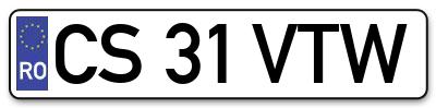 Placuta inmatriculare numar auto  CS-31-VTW, CS 31 VTW, CS31VTW