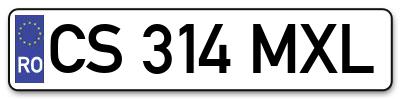 Placuta inmatriculare numar auto  CS-314-MXL, CS 314 MXL, CS314MXL