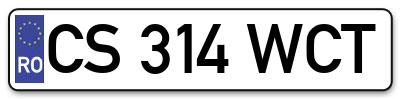 Placuta inmatriculare numar auto  CS-314-WCT, CS 314 WCT, CS314WCT