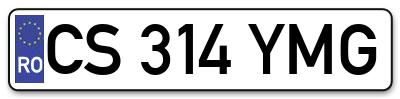 Placuta inmatriculare numar auto  CS-314-YMG, CS 314 YMG, CS314YMG