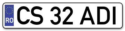 Placuta inmatriculare numar auto  CS-32-ADI, CS 32 ADI, CS32ADI