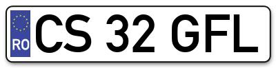 Placuta inmatriculare numar auto  CS-32-GFL, CS 32 GFL, CS32GFL