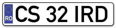 Placuta inmatriculare numar auto  CS-32-IRD, CS 32 IRD, CS32IRD