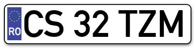 Placuta inmatriculare numar auto  CS-32-TZM, CS 32 TZM, CS32TZM