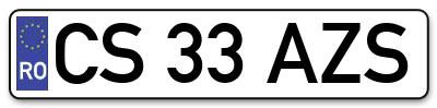 Placuta inmatriculare numar auto  CS-33-AZS, CS 33 AZS, CS33AZS