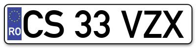 Placuta inmatriculare numar auto  CS-33-VZX, CS 33 VZX, CS33VZX