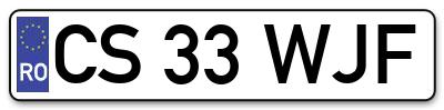 Placuta inmatriculare numar auto  CS-33-WJF, CS 33 WJF, CS33WJF