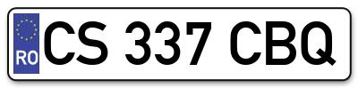 Placuta inmatriculare numar auto  CS-337-CBQ, CS 337 CBQ, CS337CBQ