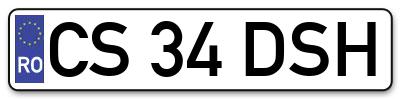 Placuta inmatriculare numar auto  CS-34-DSH, CS 34 DSH, CS34DSH