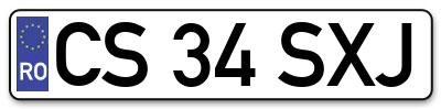 Placuta inmatriculare numar auto  CS-34-SXJ, CS 34 SXJ, CS34SXJ
