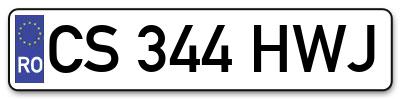 Placuta inmatriculare numar auto  CS-344-HWJ, CS 344 HWJ, CS344HWJ