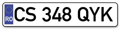 Placuta inmatriculare numar auto  CS-348-QYK, CS 348 QYK, CS348QYK