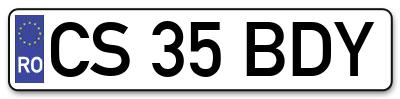 Placuta inmatriculare numar auto  CS-35-BDY, CS 35 BDY, CS35BDY