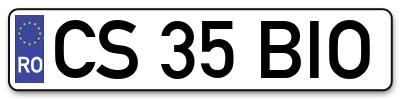 Placuta inmatriculare numar auto  CS-35-BIO, CS 35 BIO, CS35BIO